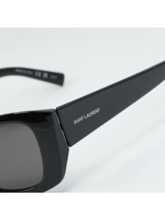 Saint Laurent SL593 001 Sunglasses Black Cat Eye Frame, Black Lenses